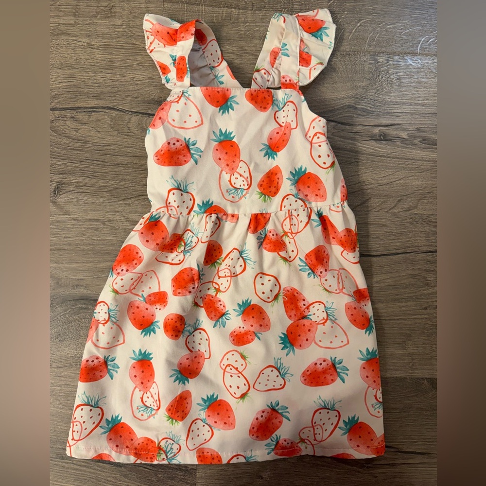 Charming Strawberry Print Kids Dress